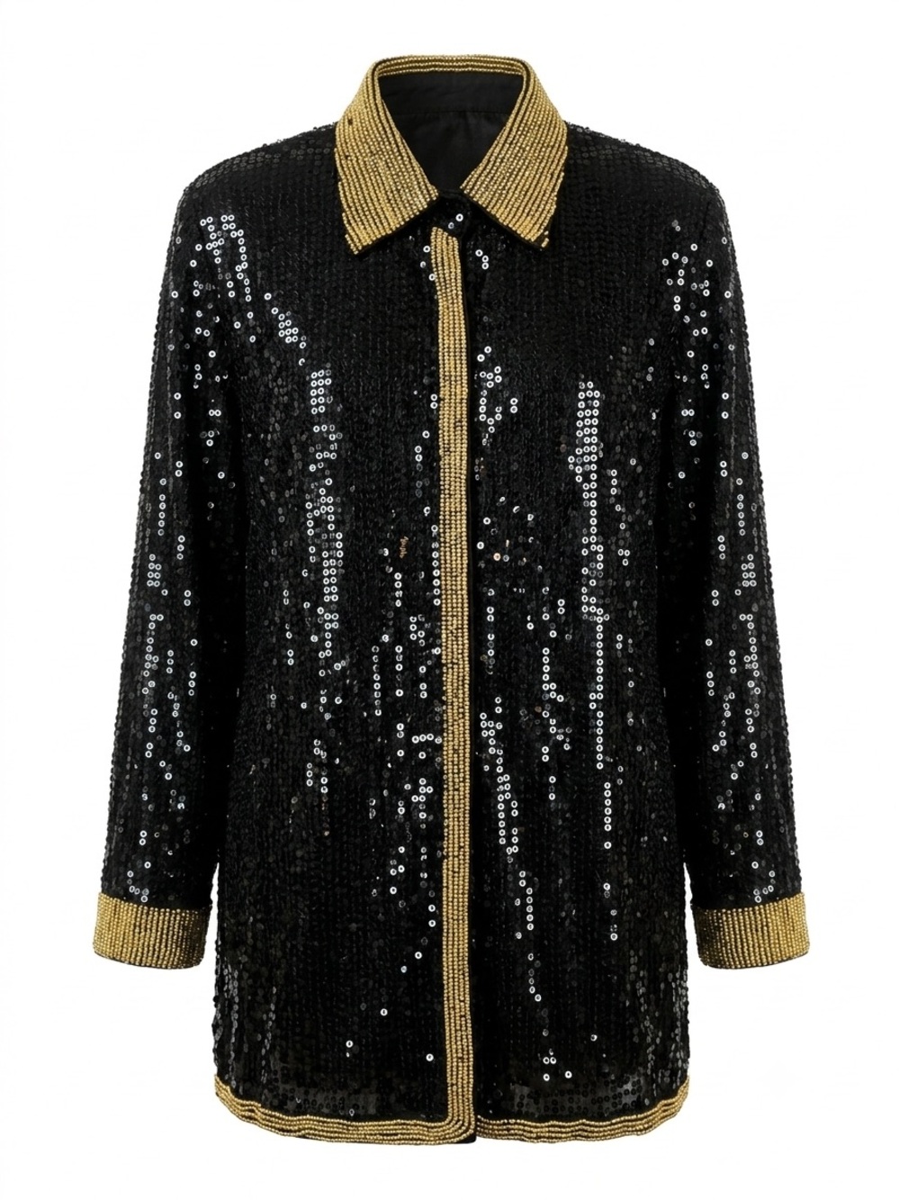 Royal Feelings Silk  Black Sequin and Gold Beaded Blouse/Jacket